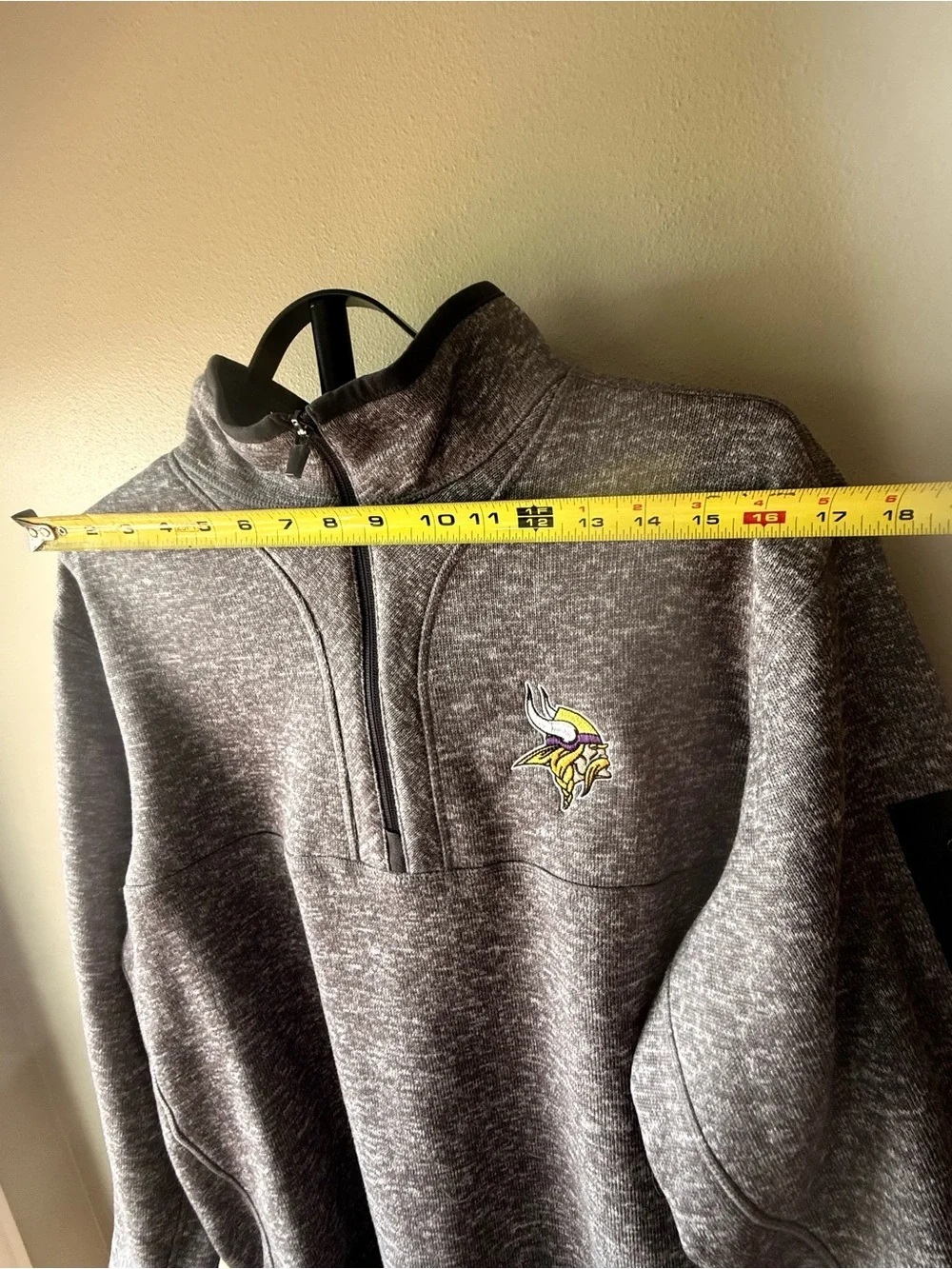 Men's Antigua Gray Quarter-Zip Pullover with Embroidered Minnesota Vikings Logo